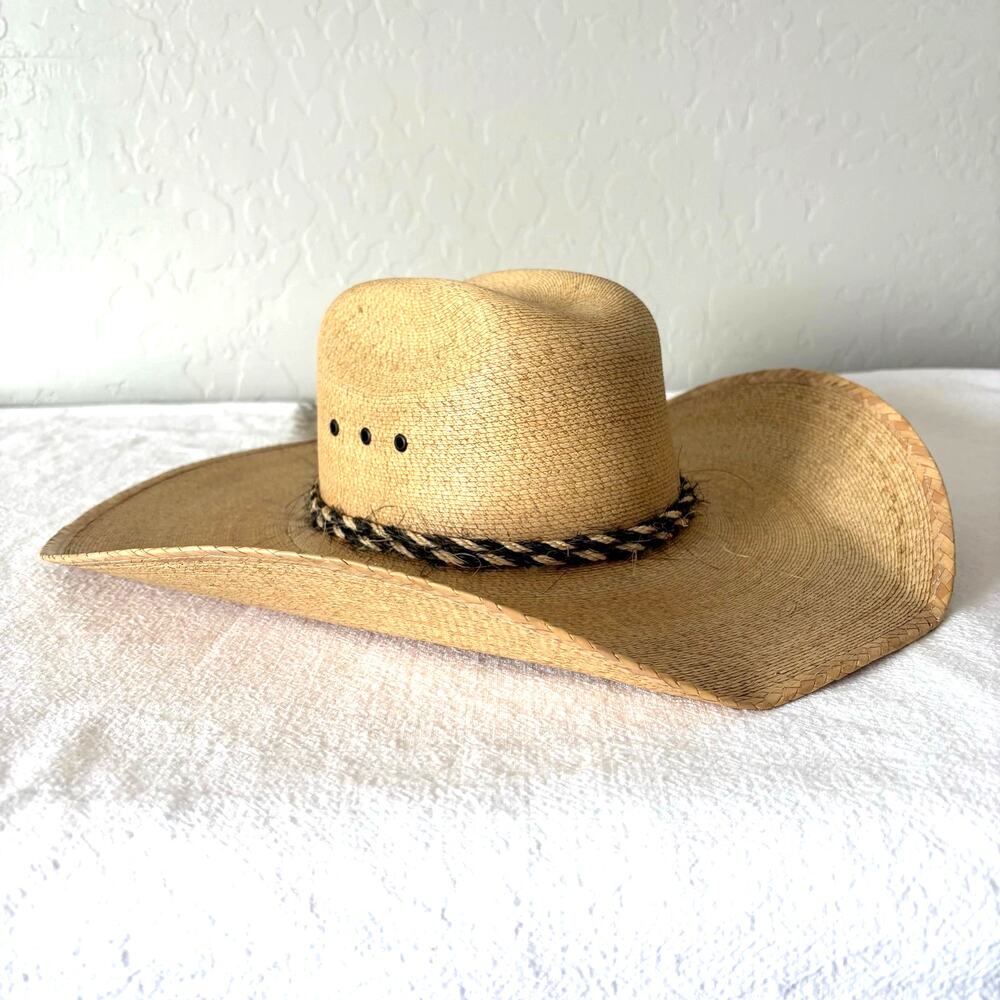 Cowboy Hat Horsehair Band Palm Hat La Providencia 30X Size 6 5/8 Mexico - Picture 7 of 16